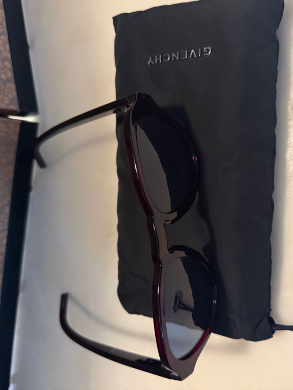 Givenchy Burgundy Acetate Sunglasses with Black Lenses